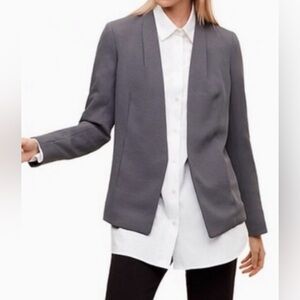 Aritzia Babaton Keith Jacket Blazer GrayCharcoal Japanese Basketweave Open Front